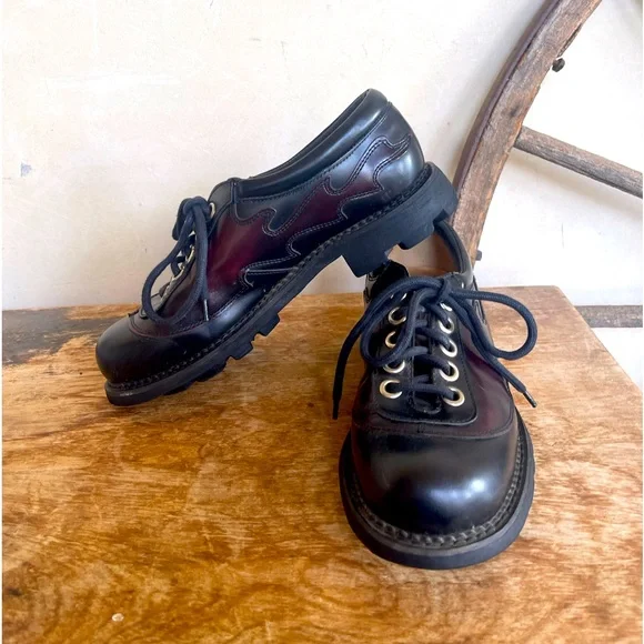 SOLD-JOHN FLUEVOG ANGELS FLAME Black Cordovan Leather Heavy Seventh Heaven Soles - Picture 9 of 14